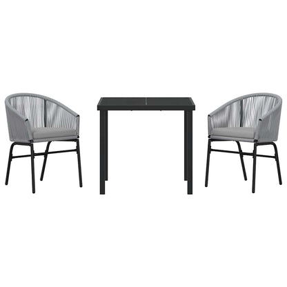 Garten Essgruppe 3 pcs Grau Poly Rattan