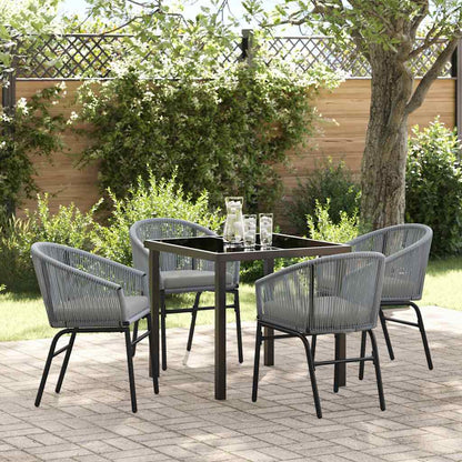 Garten Essgruppe 5 pcs Grau Poly Rattan