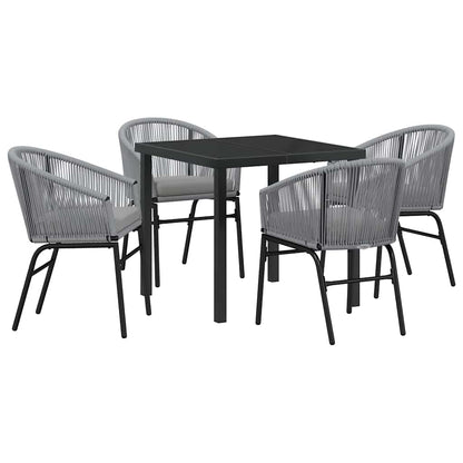 Garten Essgruppe 5 pcs Grau Poly Rattan