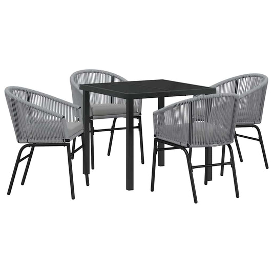 Garten Essgruppe 5 pcs Grau Poly Rattan