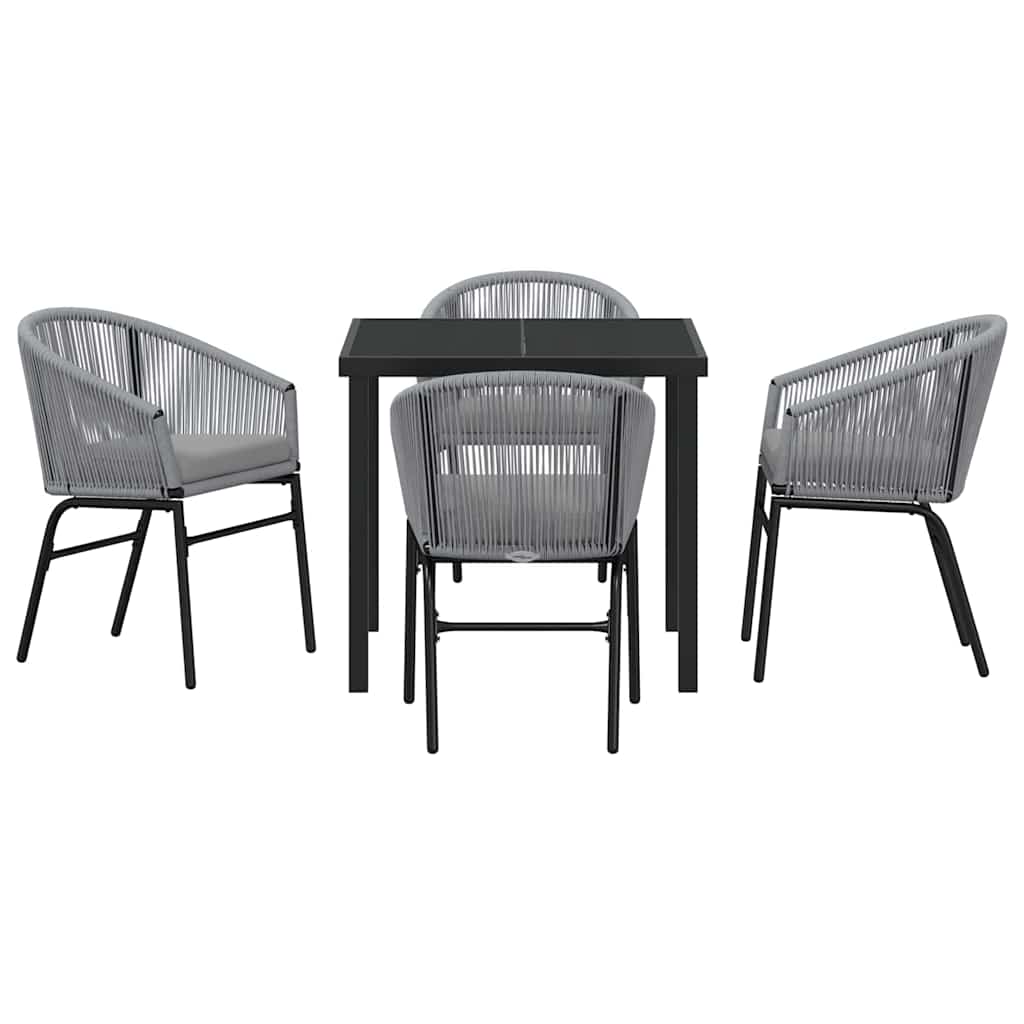Garten Essgruppe 5 pcs Grau Poly Rattan