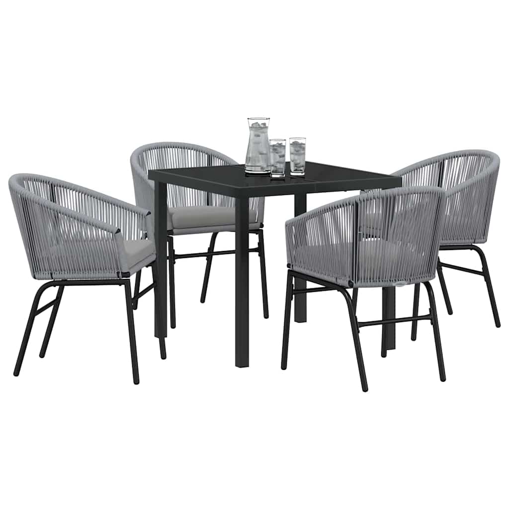 Garten Essgruppe 5 pcs Grau Poly Rattan