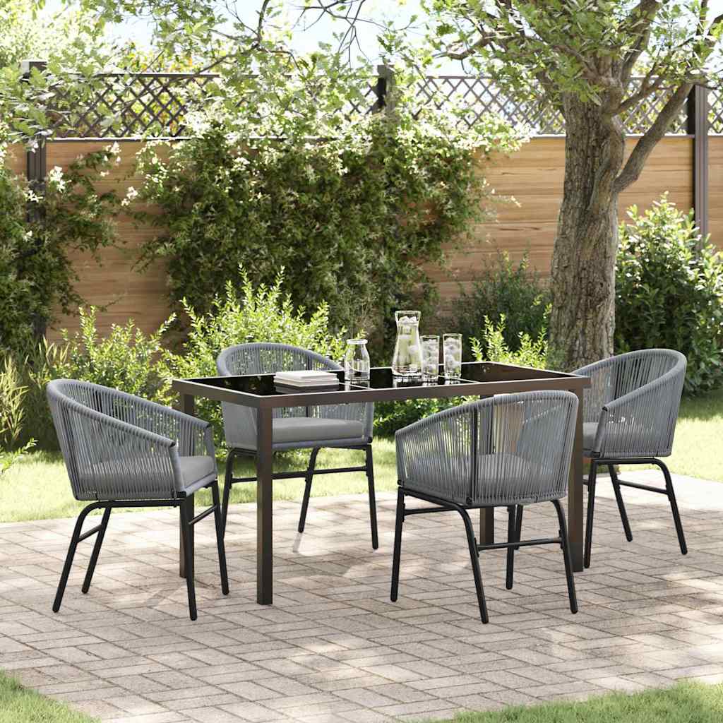 Garten Essgruppe 5 pcs Grau Poly Rattan