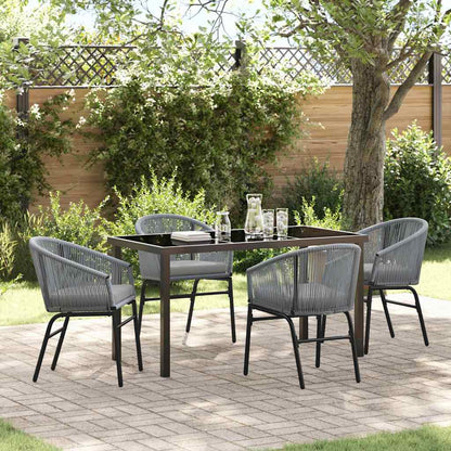 Garten Essgruppe 5 pcs Grau Poly Rattan