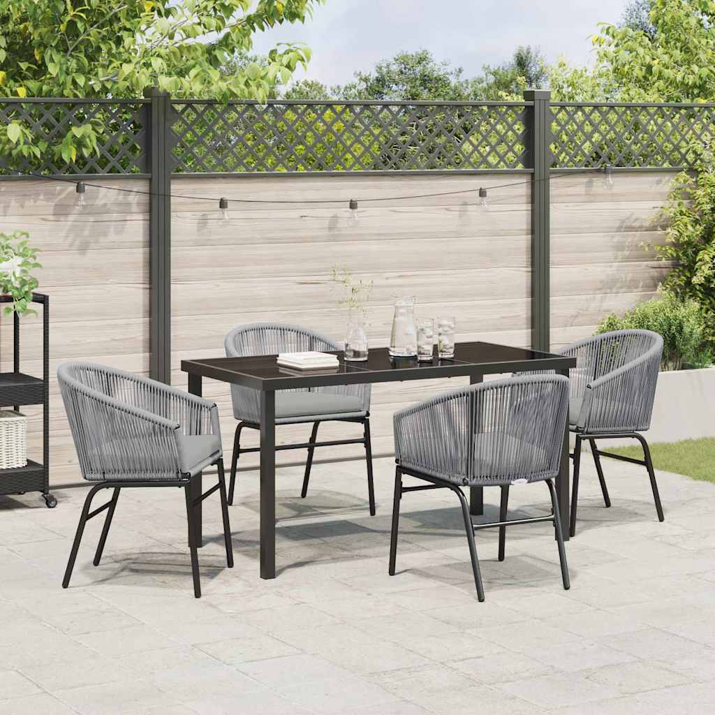 Garten Essgruppe 5 pcs Grau Poly Rattan