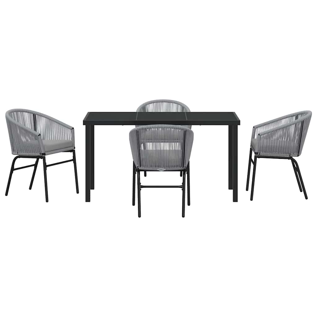 Garten Essgruppe 5 pcs Grau Poly Rattan