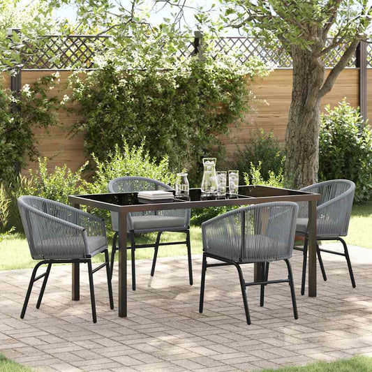 Garten Essgruppe 5 pcs Grau Poly Rattan