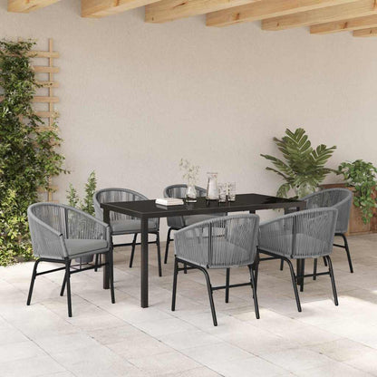 Garten Essgruppe 7 pcs Grau Poly Rattan