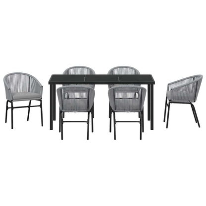 Garten Essgruppe 7 pcs Grau Poly Rattan