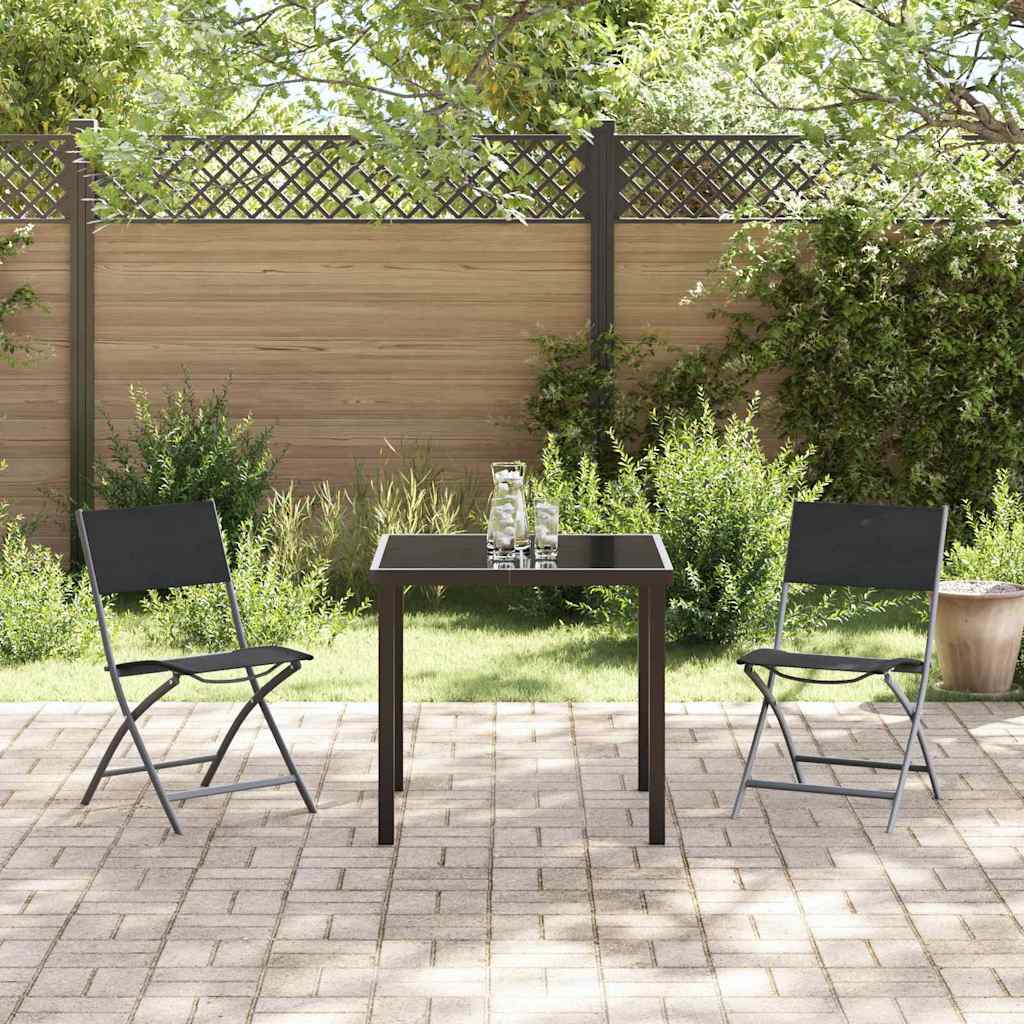 Garten Essgruppe 3 pcs Schwarz Textilene und Stahl