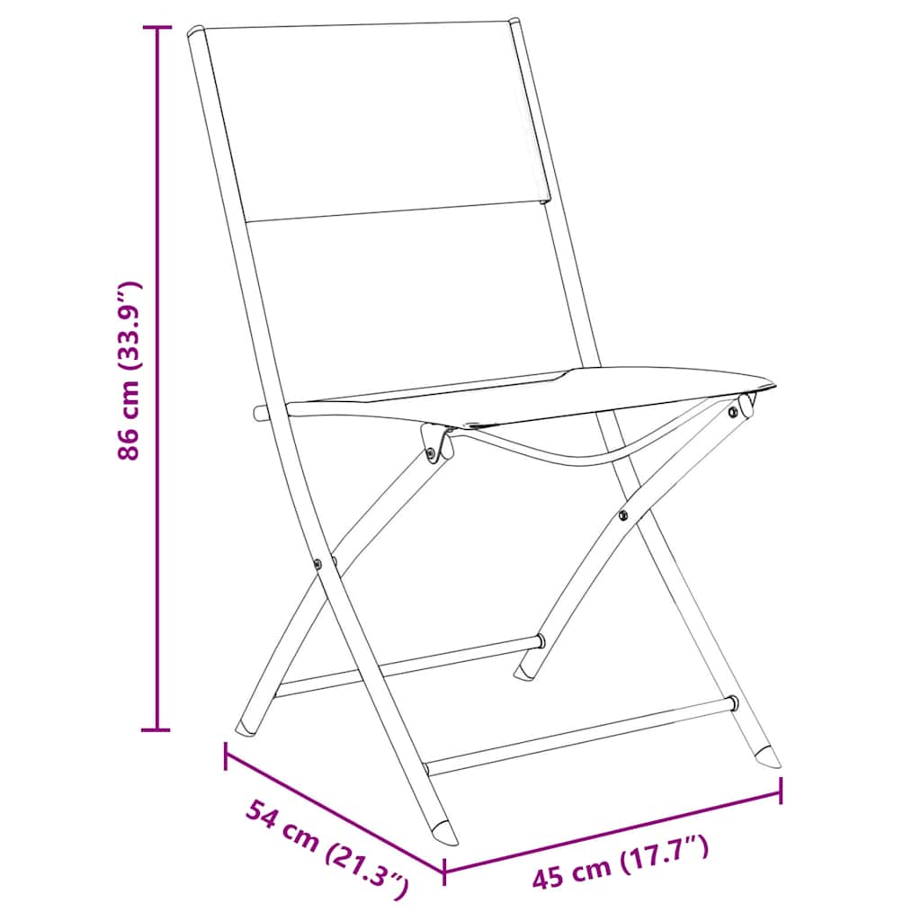 Garten Essgruppe 3 pcs Schwarz Textilene und Stahl