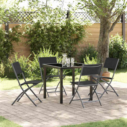 Garten Essgruppe 5 pcs Schwarz Textilene und Stahl
