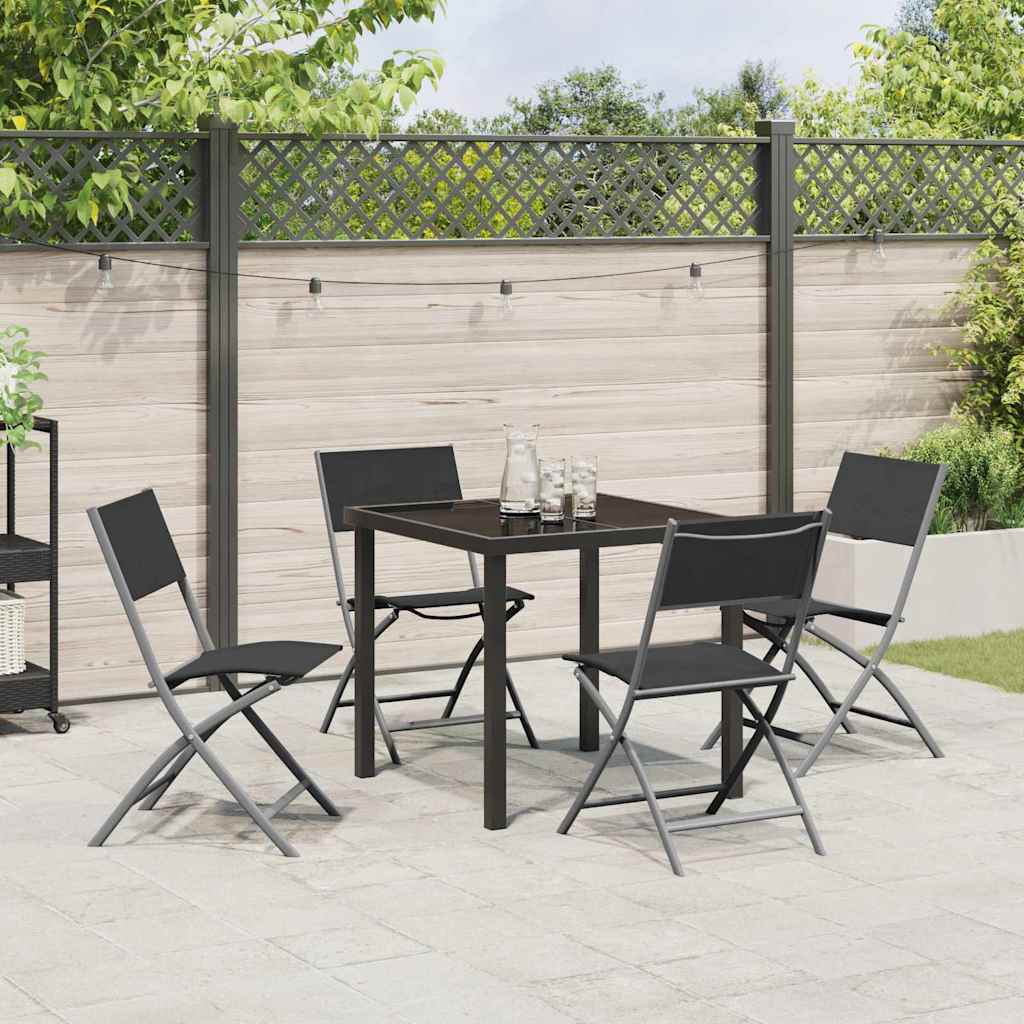 Garten Essgruppe 5 pcs Schwarz Textilene und Stahl