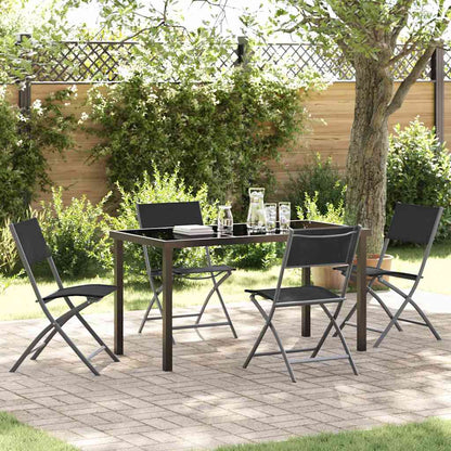 Garten Essgruppe 5 pcs Schwarz Textilene und Stahl