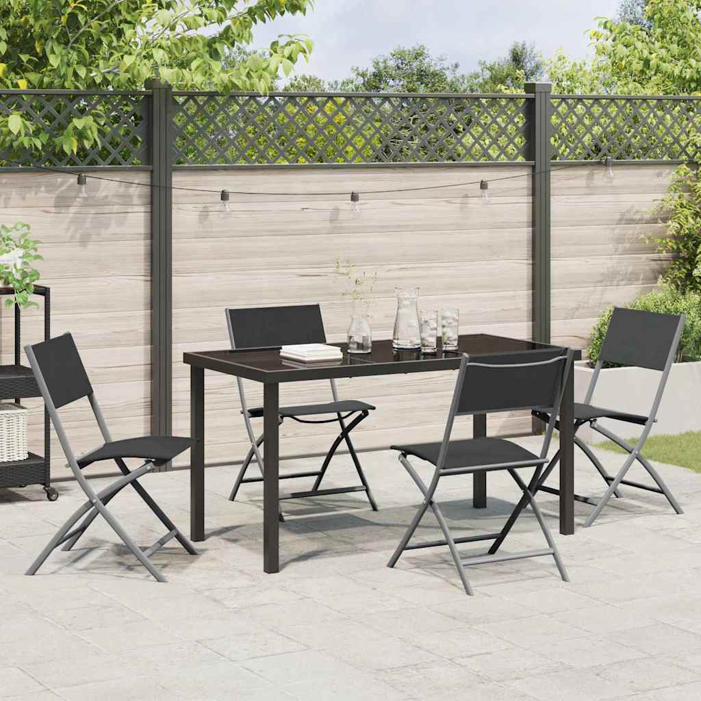Garten Essgruppe 5 pcs Schwarz Textilene und Stahl