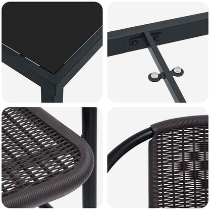 Garten Essgruppe 3 pcs Schwarz Poly Rattan