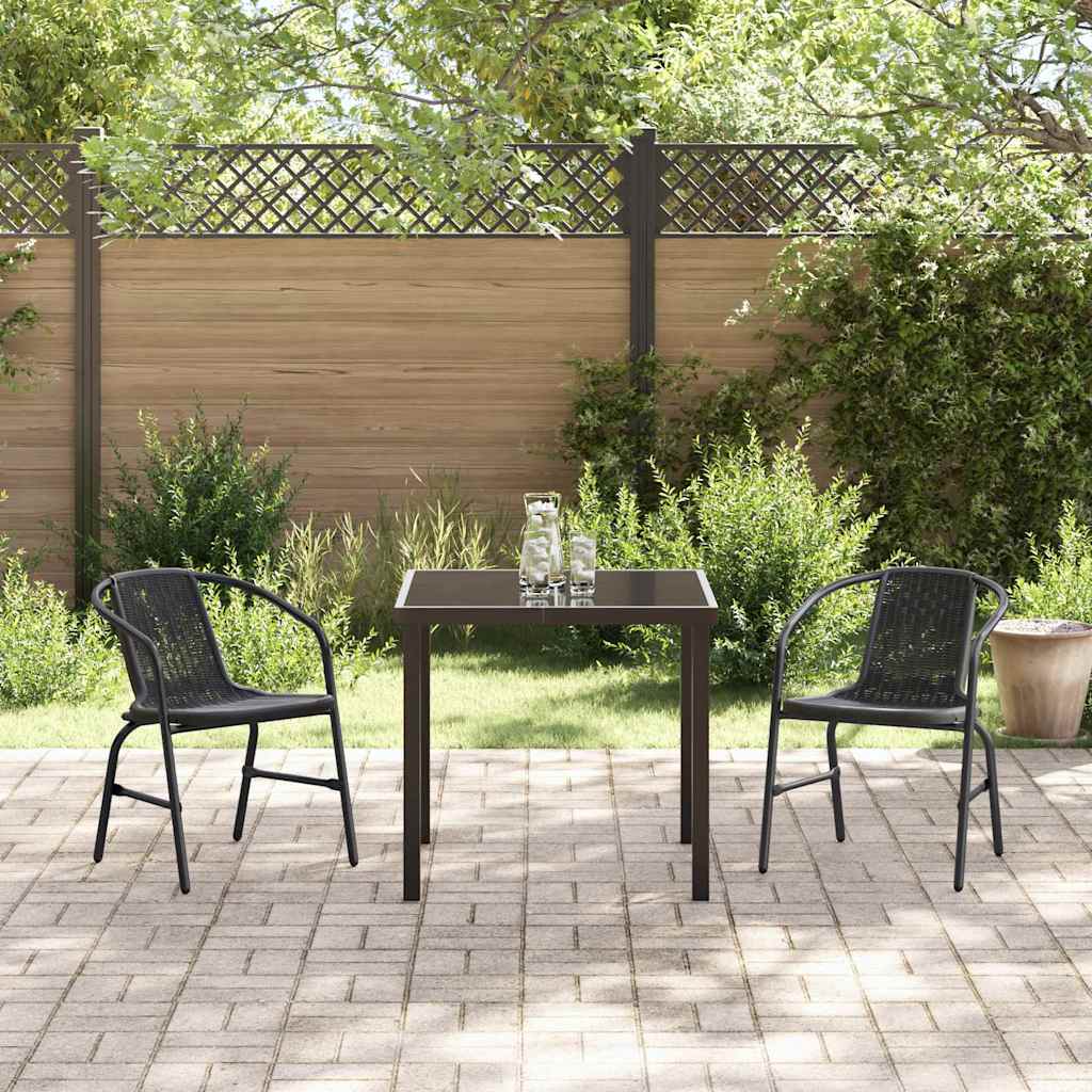 Garten Essgruppe 3 pcs Schwarz Poly Rattan