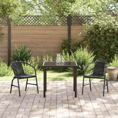 Garten Essgruppe 3 pcs Schwarz Poly Rattan