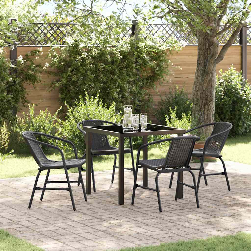 Garten Essgruppe 5 pcs Schwarz Poly Rattan