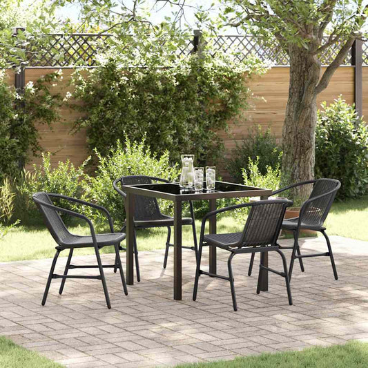 Garten Essgruppe 5 pcs Schwarz Poly Rattan