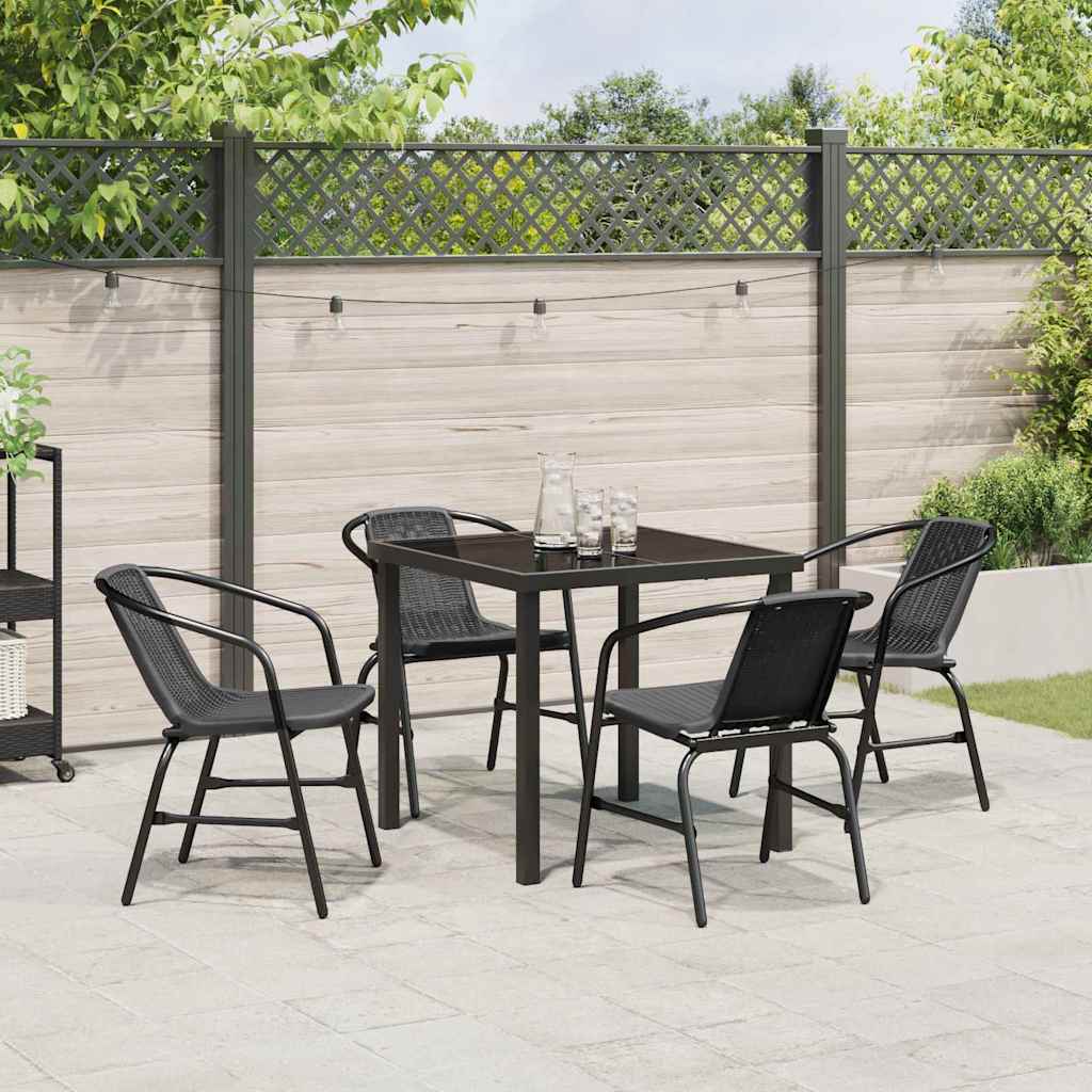 Garten Essgruppe 5 pcs Schwarz Poly Rattan