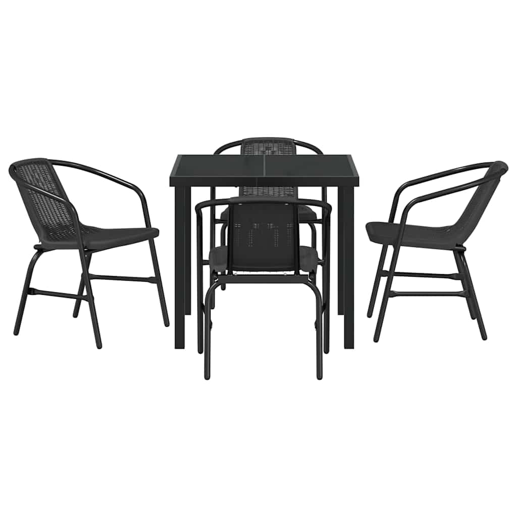 Garten Essgruppe 5 pcs Schwarz Poly Rattan