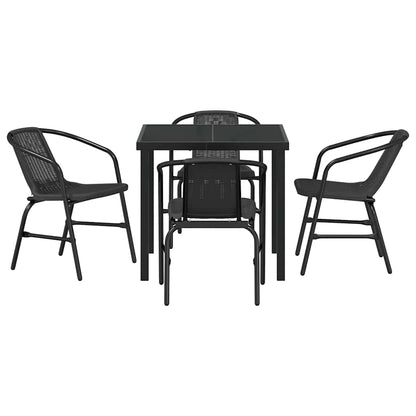 Garten Essgruppe 5 pcs Schwarz Poly Rattan