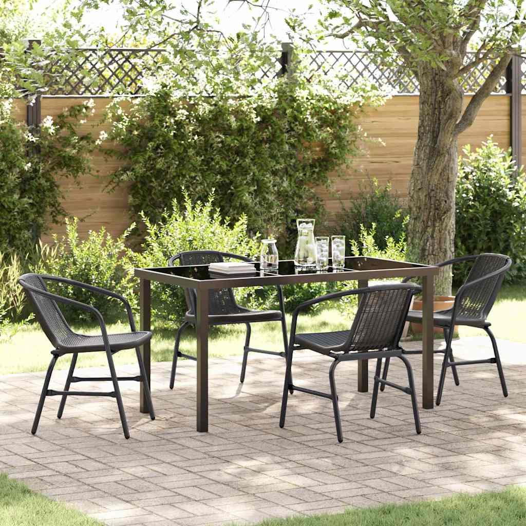 Garten Essgruppe 5 pcs Schwarz Poly Rattan