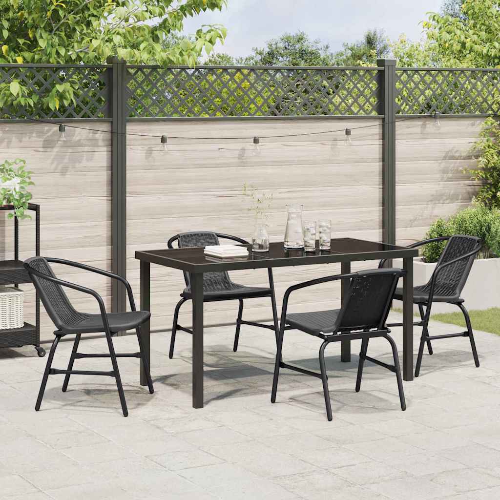 Garten Essgruppe 5 pcs Schwarz Poly Rattan