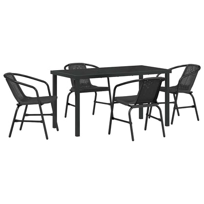 Garten Essgruppe 5 pcs Schwarz Poly Rattan