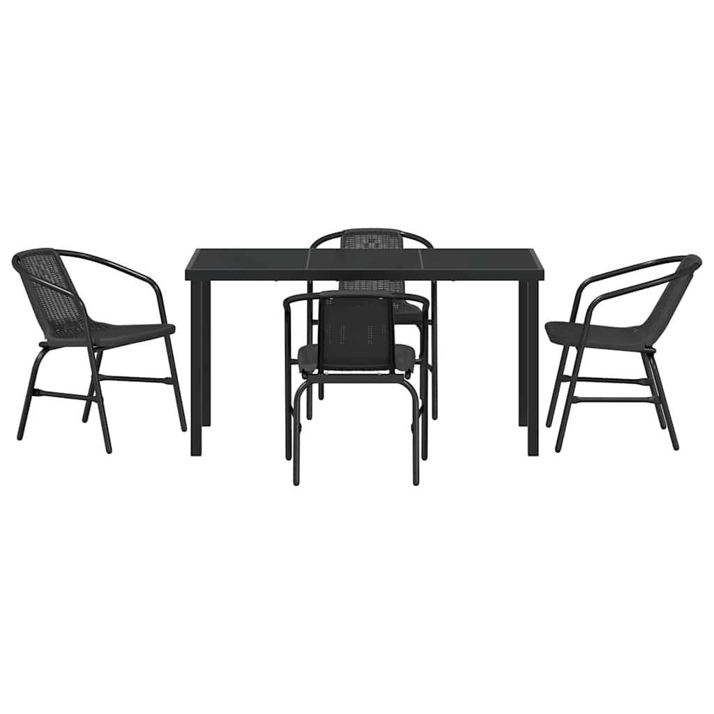 Garten Essgruppe 5 pcs Schwarz Poly Rattan