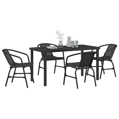 Garten Essgruppe 5 pcs Schwarz Poly Rattan