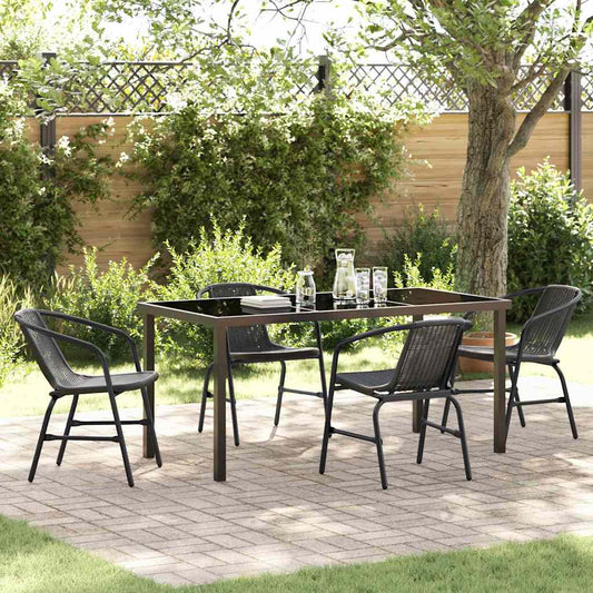 Garten Essgruppe 5 pcs Schwarz Poly Rattan