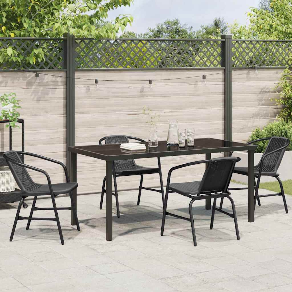 Garten Essgruppe 5 pcs Schwarz Poly Rattan