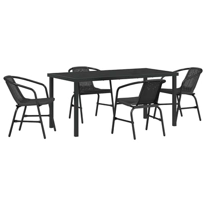 Garten Essgruppe 5 pcs Schwarz Poly Rattan