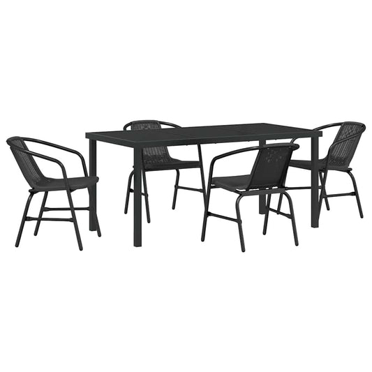 Garten Essgruppe 5 pcs Schwarz Poly Rattan