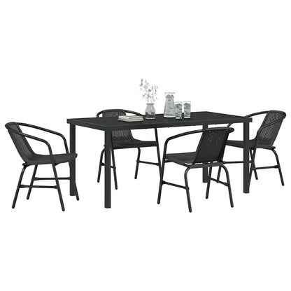 Garten Essgruppe 5 pcs Schwarz Poly Rattan