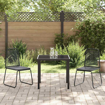 Garten Essgruppe 3 pcs Schwarz Poly Rattan