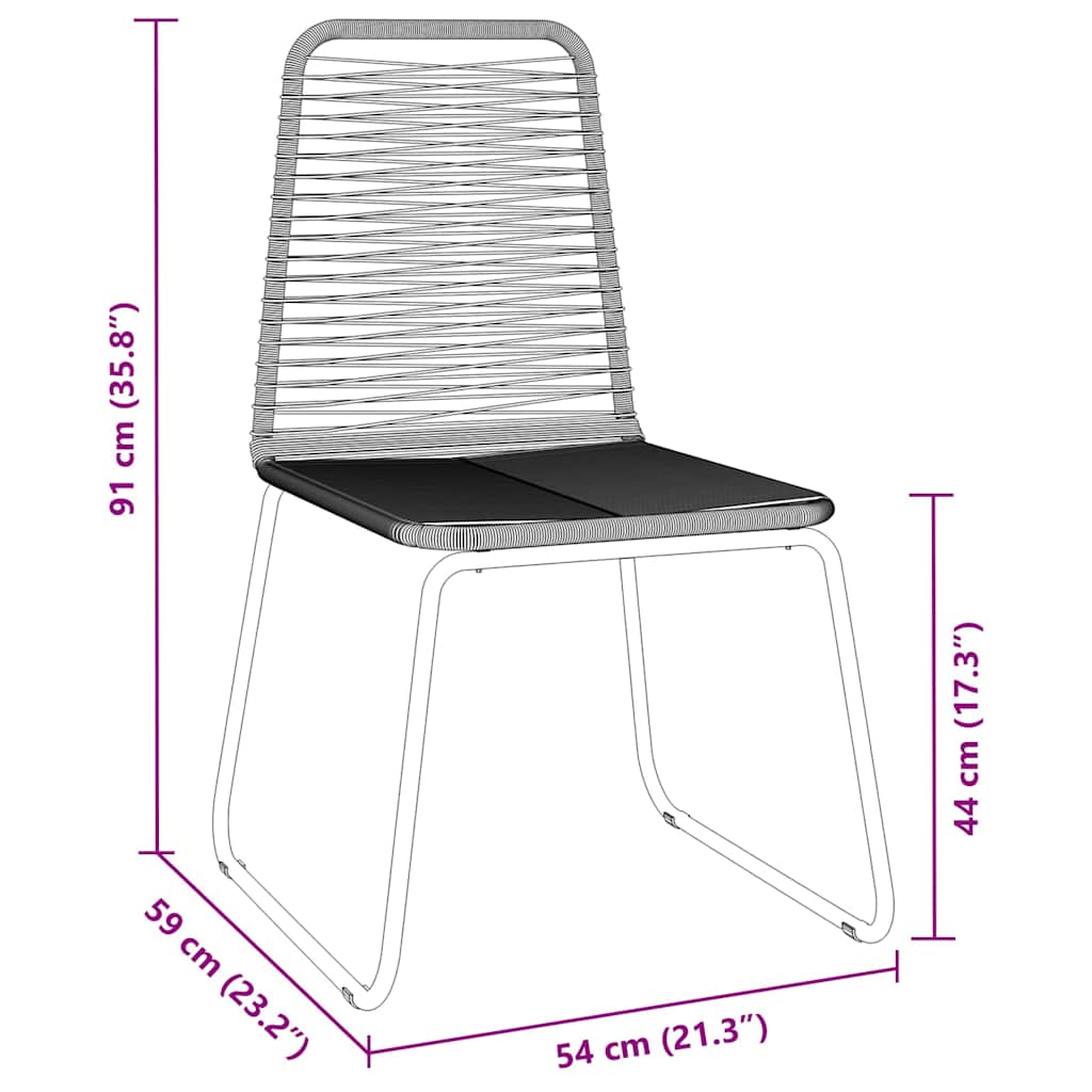 Garten Essgruppe 3 pcs Schwarz Poly Rattan