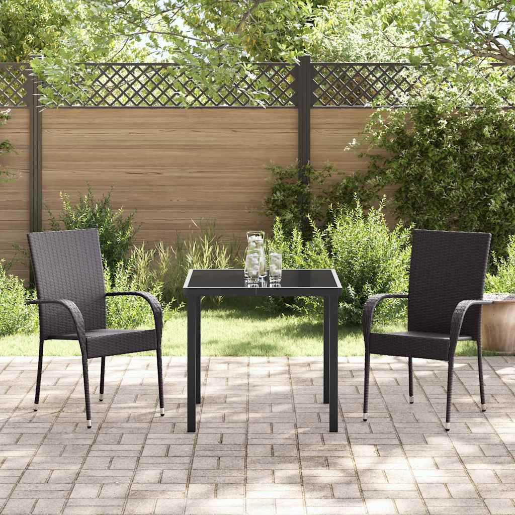 Garten Essgruppe 3 pcs Braun Poly Rattan