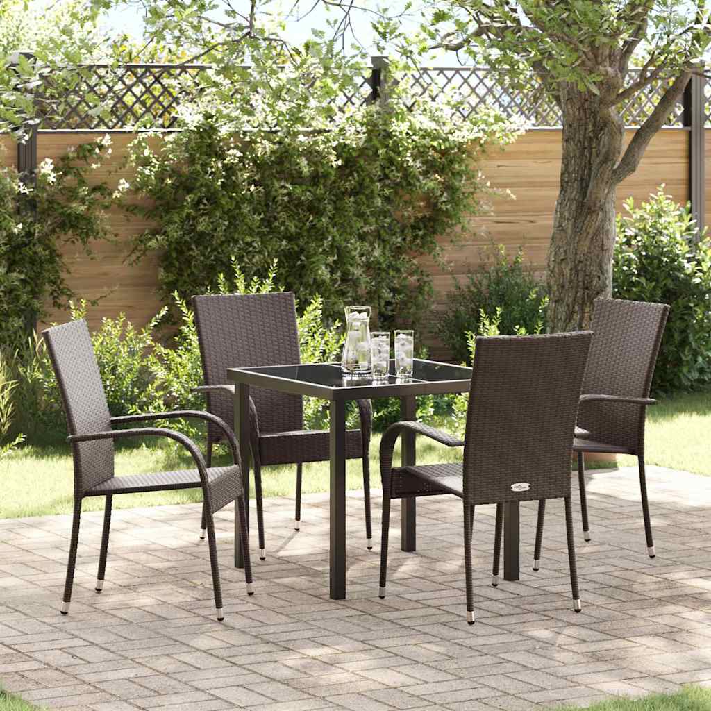 Garten Essgruppe 5 pcs Braun Poly Rattan