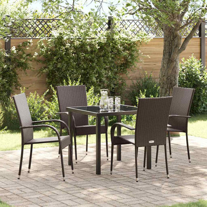 Garten Essgruppe 5 pcs Braun Poly Rattan