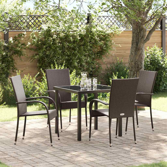 Garten Essgruppe 5 pcs Braun Poly Rattan
