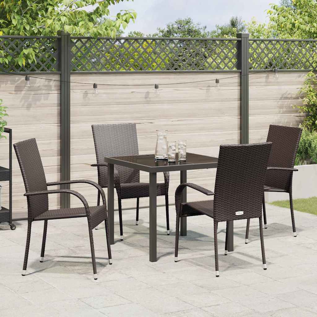 Garten Essgruppe 5 pcs Braun Poly Rattan
