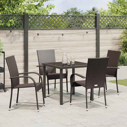 Garten Essgruppe 5 pcs Braun Poly Rattan