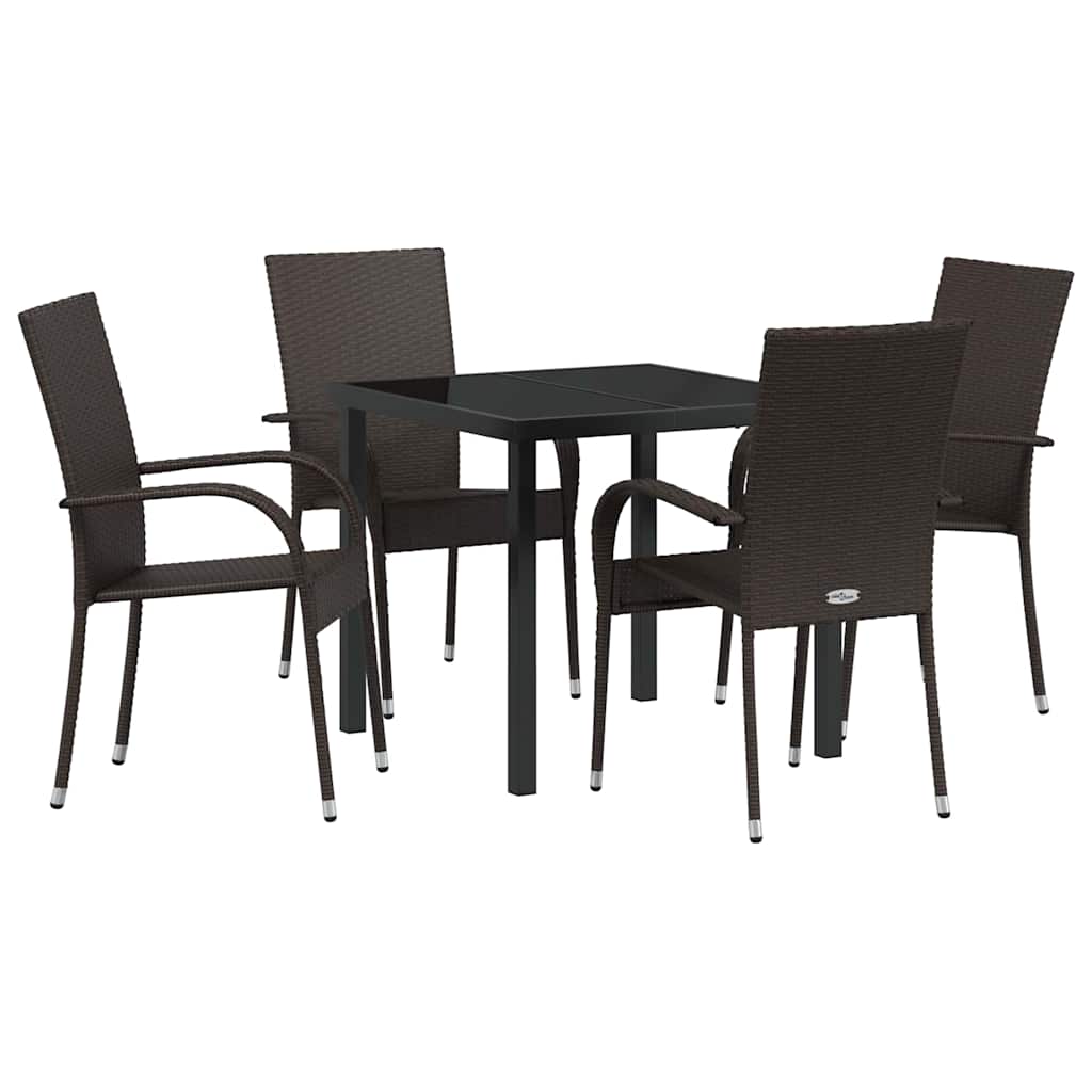 Garten Essgruppe 5 pcs Braun Poly Rattan
