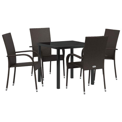 Garten Essgruppe 5 pcs Braun Poly Rattan