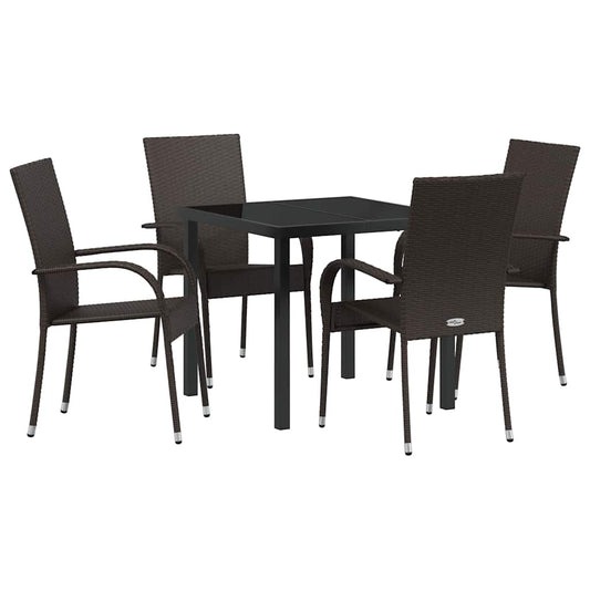Garten Essgruppe 5 pcs Braun Poly Rattan