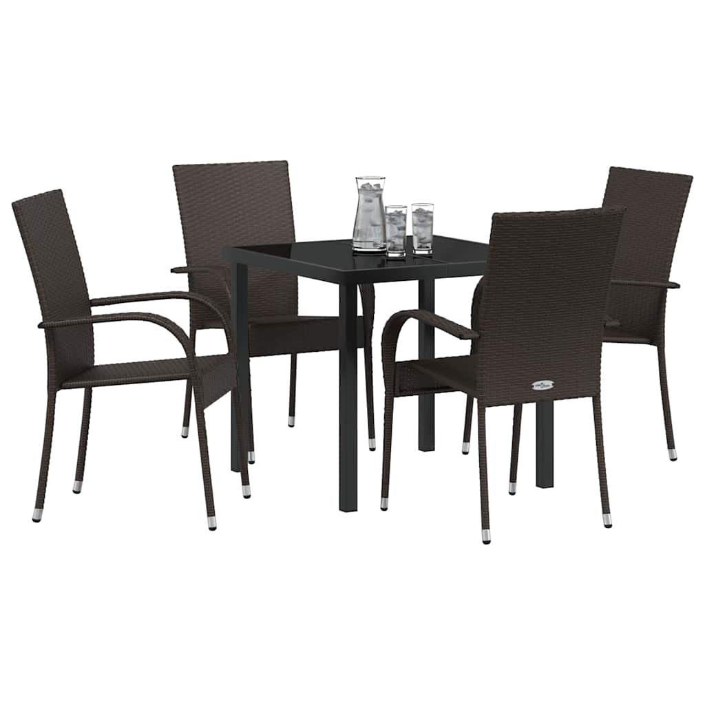 Garten Essgruppe 5 pcs Braun Poly Rattan