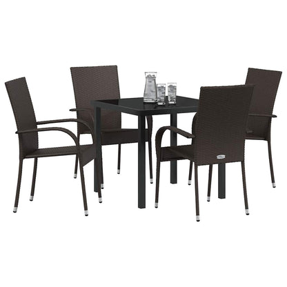 Garten Essgruppe 5 pcs Braun Poly Rattan